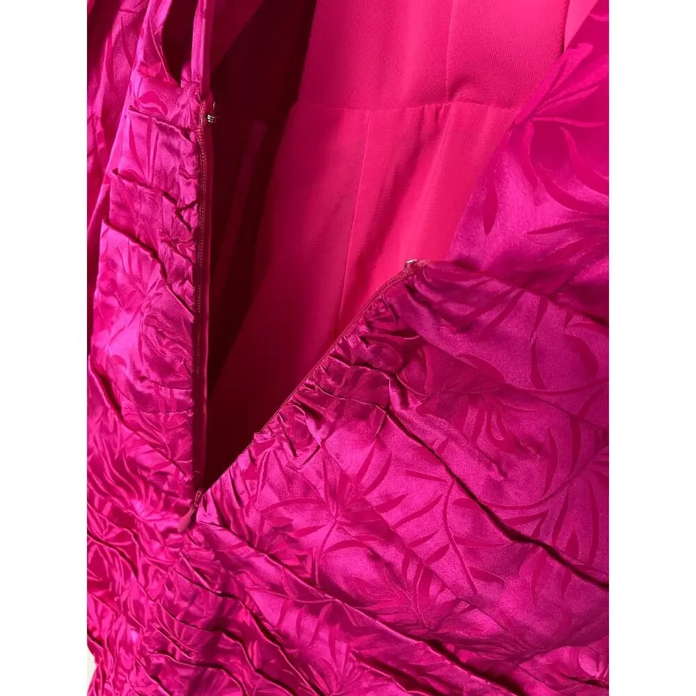 Ronny Kobo Giorgia Dress Fuchsia Silk Blend Ruched Wrap Mini Long Sleeve